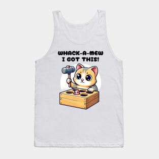 Classic Whack-A-Mew Kitten Toy Hammer Game Cute Cat Humor Tank Top